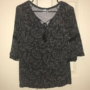 Old Navy Paisley Black & White Top